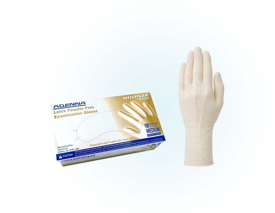 Adenna Bronze Latex Powder-Free Exam Gloves, 5 mil